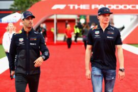 Daniel Ricciardo & Max Verstappen of Red Bull Racing walk during previews ahead of the Spanish Formula One Grand Prix at Circuit de Catalunya 2018.
