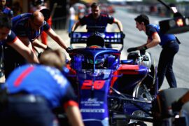 Brendon Hartley of Scuderia Toro Rosso STR13 Honda stops in the Pitlane during practice for the Spanish GP F1/2018