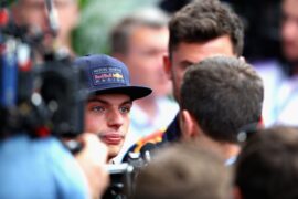 Max Verstappen of Red Bull Racing talks to the media in the Paddock during previews ahead of the Monaco GP F1/2018.