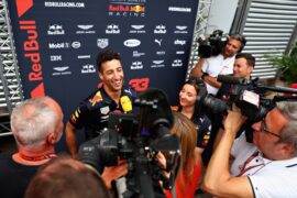 Daniel Ricciardo of Australia and Red Bull Racing talks to the media during previews ahead of the Monaco GP F1/2018.