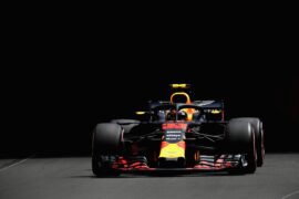 Max Verstappen driving the (33) Aston Martin Red Bull Racing RB14 TAG Heuer on track during practice for the Monaco Formula One Grand Prix 2018.