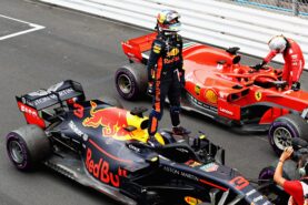 Race winner Daniel Ricciardo of Red Bull Racing celebrates in parc ferme during the Monaco Formula One Grand Prix at Circuit de Monaco on May 27, 2018 in Monte-Carlo, Monaco.