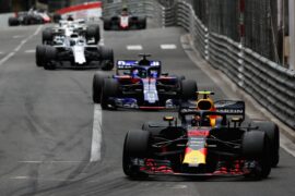 Max Verstappen driving the (33) Aston Martin Red Bull Racing RB14 TAG Heuer on track during the Monaco Formula One Grand Prix at Circuit de Monaco on May 27, 2018 in Monte-Carlo, Monaco.