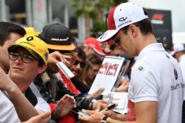 Charles Leclerc Sauber F1 Team signs autographs for the fans at Formula One World Championship, Spanish Grand Prix 2018