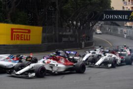 Charles Leclerc Sauber C37 at the start of the race at Monaco GP F1/2018.