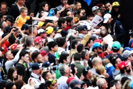 Esteban Ocon Sahara Force India F1 Team signs autographs for the fans in the F1 Fanzone. Spanish GP F1/2018.