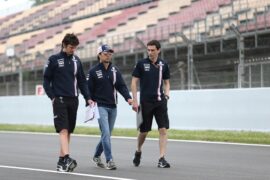 Sergio Perez Sahara Force India F1 walks the circuit with the team. Spanish GP F1/2018.