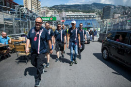 Esteban Ocon Sahara Force India F1 Team walks the circuit with the team. Monaco Grand Prix 2018.