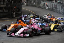 Esteban Ocon (FRA) Sahara Force India F1 VJM11 at the start of the race. Monaco Grand Prix, Sunday 27th May 2018. Monte Carlo, Monaco.