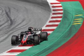 Romain Grosjean driving the Haas VF-17 with Ferrari engine at the Red Bull Ring