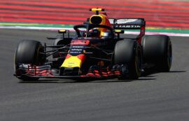 Max Verstappen driving the (33) Aston Martin Red Bull Racing RB14 TAG Heuer on track during practice for the Formula One Grand Prix of France at Circuit Paul Ricard 2018
