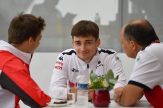 Charles Leclerc (MON) Alfa Romeo Sauber F1 Team and Frederic Vasseur (FRA) Alfa Romeo Sauber F1 Team, Team Principal at Formula One World Championship, Rd9, Austrian Grand Prix, Preparations, Spielberg, Austria, Thursday 28 June 2018.