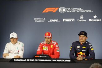 Press conference after racing in Canada 2018 with Bottas, Vettel and Verstappen