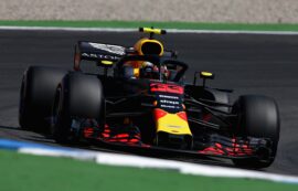 Max Verstappen of Red Bull Racing RB14 TAG Heuer on track during practice for the Formula One Grand Prix of Germany 2018