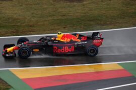 Max Verstappen of Red Bull Racing RB14 TAG Heuer on track during final practice for the Formula One Grand Prix of Germany 2018