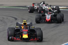 Max Verstappen of Red Bull Racing RB14 TAG Heuer on track during the Formula One Grand Prix of Germany at Hockenheimring on July 22, 2018 in Hockenheim, Germany.