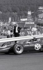 Jim Clark Lotus 49 Ford at LaSource Hairpin turn, Belgium Grand Prix, Spa-Francochamps circuit, 1967.