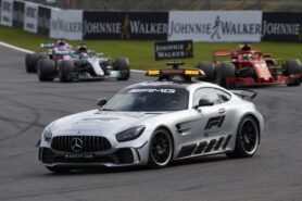 Formula One - Mercedes-AMG Petronas Motorsport, Belgian GP 2018. Safety car, Sebastian Vettel & Lewis Hamilton.