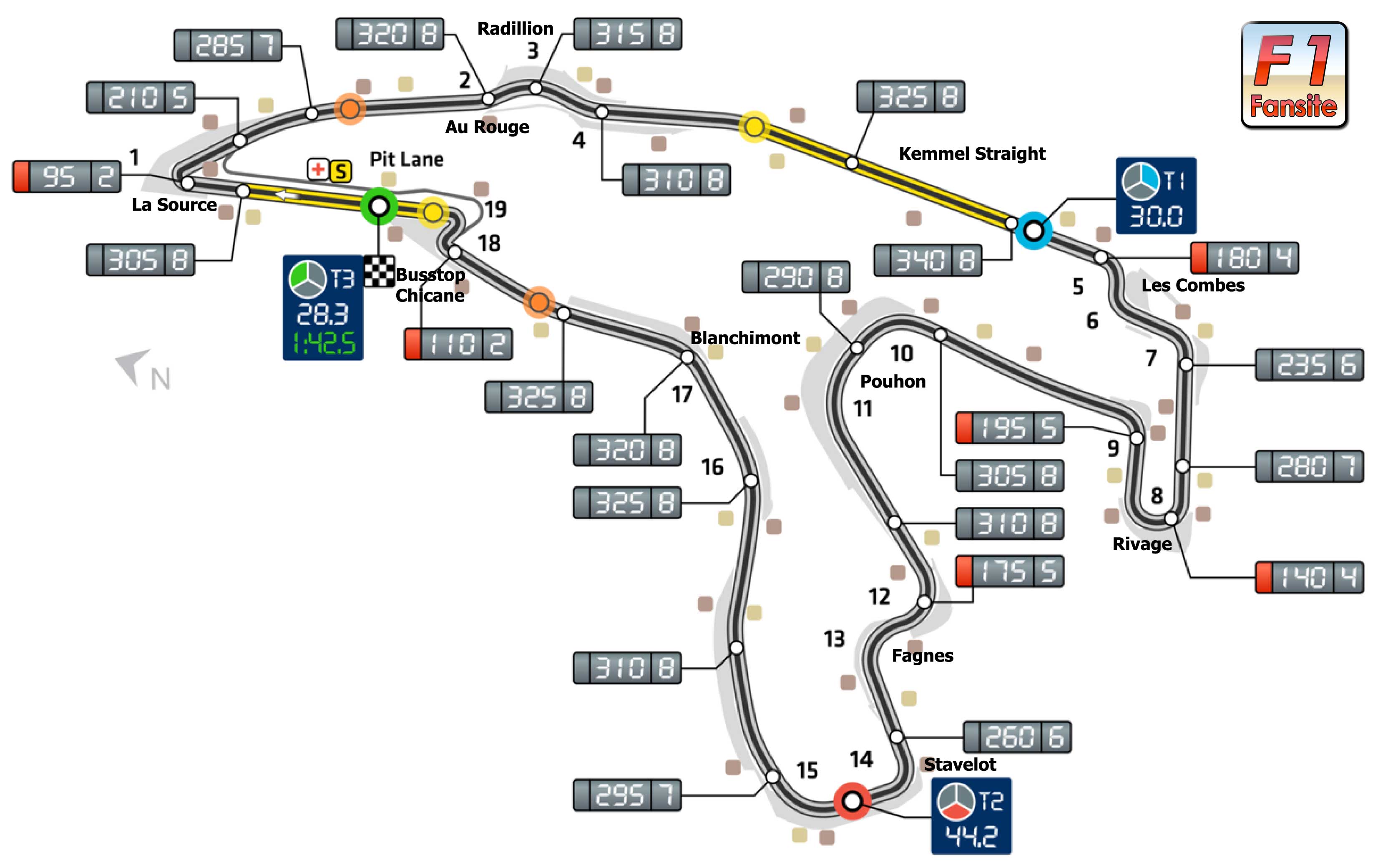 スパフランコルシャンサーキット トラックレイアウトとf1ラップレコード