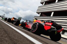 Daniel Ricciardo of Australia driving the (3) Aston Martin Red Bull Racing RB14 TAG Heuer waits in the Pitlane before practice for the Formula One Grand Prix of Russia at Sochi Autodrom on September 28, 2018 in Sochi, Russia.