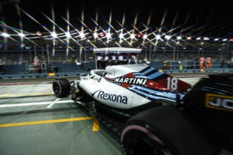 Marina Bay Circuit, Singapur Samstag, 15. September 2018. Lance Stroll, Williams FW41, verlässt die Garage.