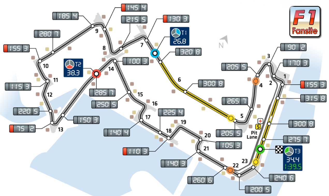 Singapore Marina Bay Circuit 2018 layout