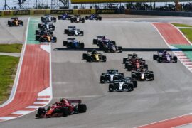 Kimi Raikonnen Ferrari & other drivers on track US GP F1/2018