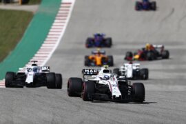 Circuit of the Americas, Austin, Texas, USA Sunday 21 October 2018. Sergey Sirotkin, Williams FW41, leads Lance Stroll, Williams FW41.