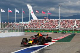 Max Verstappen of Red Bull Racing RB14 TAG Heuer on track during the Formula One Grand Prix of Russia at Sochi Autodrom on September 30, 2018 in Sochi, Russia.