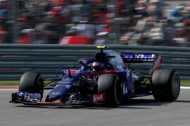 Pierre Gasly of France and Scuderia Toro Rosso driving the (10) Scuderia Toro Rosso STR13 Honda on track during the United States Formula One Grand Prix at Circuit of The Americas on October 21, 2018 in Austin, United States.