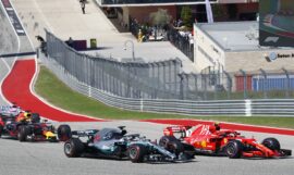 Formula One - Mercedes-AMG Petronas Motorsport, United States GP 2018. Lewis Hamilton, Kimi Raikkonen & Max Verstappen on track.