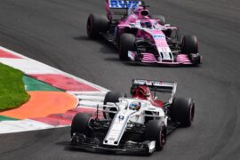 Marcus Ericsson, Alfa Romeo Sauber C37 leads Sergio Perez, Racing Point Force India VJM11 at Formula One World Championship, Rd19, Mexican Grand Prix, Race, Circuit Hermanos Rodriguez, Mexico City, Mexico, Sunday 28 October 2018.