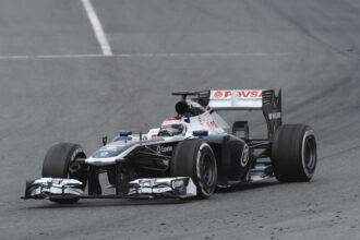 Валттери Боттас ездит на Renault Williams FW35 на Каталонии, Испания (2013)