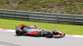 Jenson Button on track at Spa in the Mclaren MP4-25 Mercedes (2010)