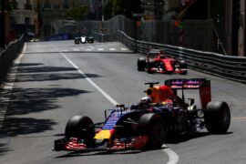 Daniel Ricciardo driving the Red Bull RB11 Renault in Monaco (2015)