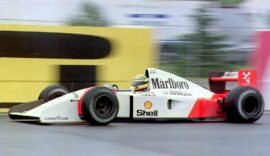 MONTREAL, CANADA - JUNE 13: Brazilian F-1 driver Ayrton Senna powers his McLaren-Honda down a straightaway during the free-practice round 13 June 1992 at the Grand Prix of Canada. The Grand Prix will be held 14 June. (Photo credit should read JOHN KUNTZ/AFP/Getty Images)