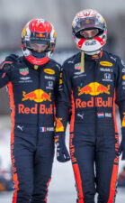 Max Verstappen and Pierre Gasly performing at the Bulls on Ice in Biddinghuizen, The Netherlands on February 4, 2019