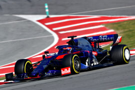 Daniil Kvyat driving the (26) Scuderia Toro Rosso STR14 Honda on track during day two of F1 Winter Testing at Circuit de Catalunya on February 27, 2019