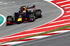Max Verstappen driving the (33) Aston Martin Red Bull Racing RB15 on track during day two of F1 Winter Testing at Circuit de Catalunya on February 27, 2019