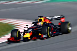 Max Verstappen driving the (33) Aston Martin Red Bull Racing RB15 on track during day two of F1 Winter Testing at Circuit de Catalunya on February 27, 2019