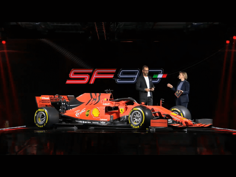 เฟอร์รารี่ SF2019 ปี 90 F1 ภาพการเปิดตัวรถ