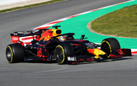 Max Verstappen driving the (33) Aston Martin Red Bull Racing RB15 on track during day four of F1 Winter Testing at Circuit de Catalunya on March 01, 2019