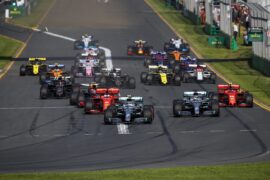 All cars going into 1st corner at Albert Park Circuit (2019 Australia)