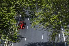 Charles Leclerc driving the Ferrari SF90 at Baku (2019)