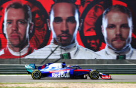 Daniil Kvyat of Russia driving the (26) Scuderia Toro Rosso STR14 Honda on track during practice for the F1 Grand Prix of China at Shanghai International Circuit on April 12, 2019 in Shanghai, China.