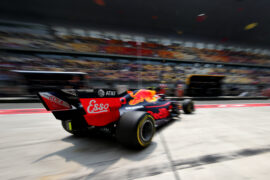 Pierre Gasly driving the (10) Aston Martin Red Bull Racing RB15 leaves the garage during practice for the F1 Grand Prix of China at Shanghai International Circuit on April 12, 2019 in Shanghai, China.