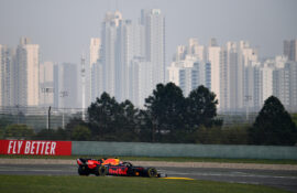 Pierre Gasly driving the (10) Aston Martin Red Bull Racing RB15 on track during practice for the F1 Grand Prix of China at Shanghai International Circuit on April 12, 2019.