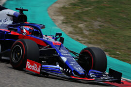 Daniil Kvyat of Russia driving the (26) Scuderia Toro Rosso STR14 Honda on track during final practice for the F1 Grand Prix of China at Shanghai International Circuit on April 13, 2019 in Shanghai, China.
