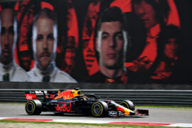 Max Verstappen driving the (33) Aston Martin Red Bull Racing RB15 on track during qualifying for the F1 Grand Prix of China at Shanghai International Circuit on April 13, 2019.