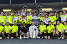 Mercedes celebrates their record breaking 4th 1-2 finish of the 2019 F1 season